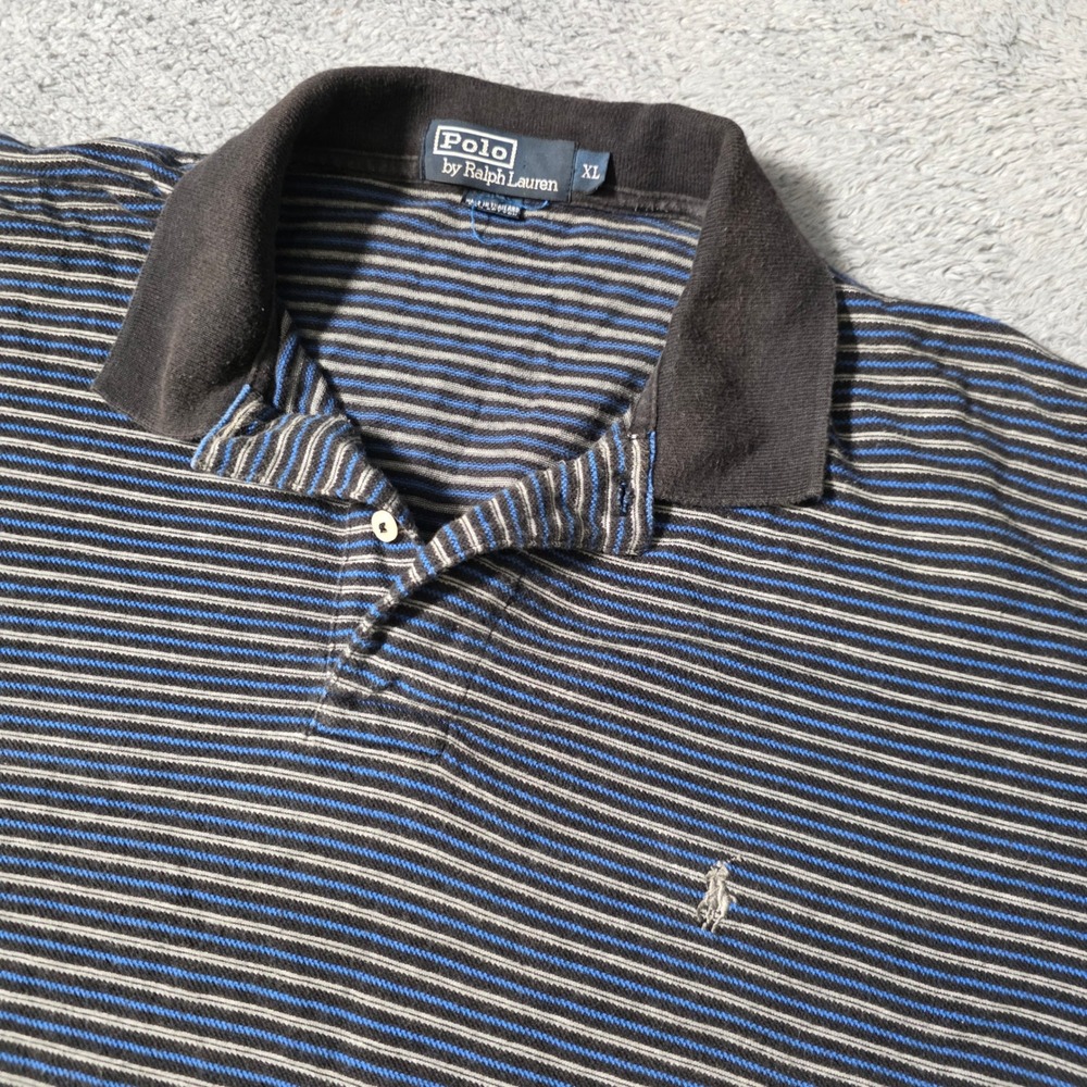 Ralph Lauren Mens XL Polo Shirts Bundle Blue Striped Grey Diamond 2pc - Picture 4 of 7